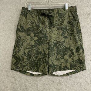 Kirkland Signature Men's M Swim Shorts Olive Green Floral N0994